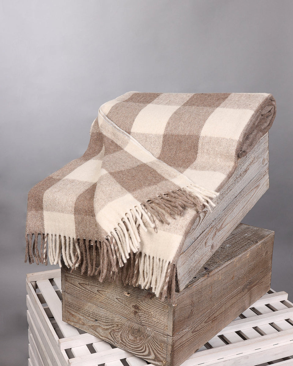 Check Wool Blend Blanket Edinburgh Cashmere