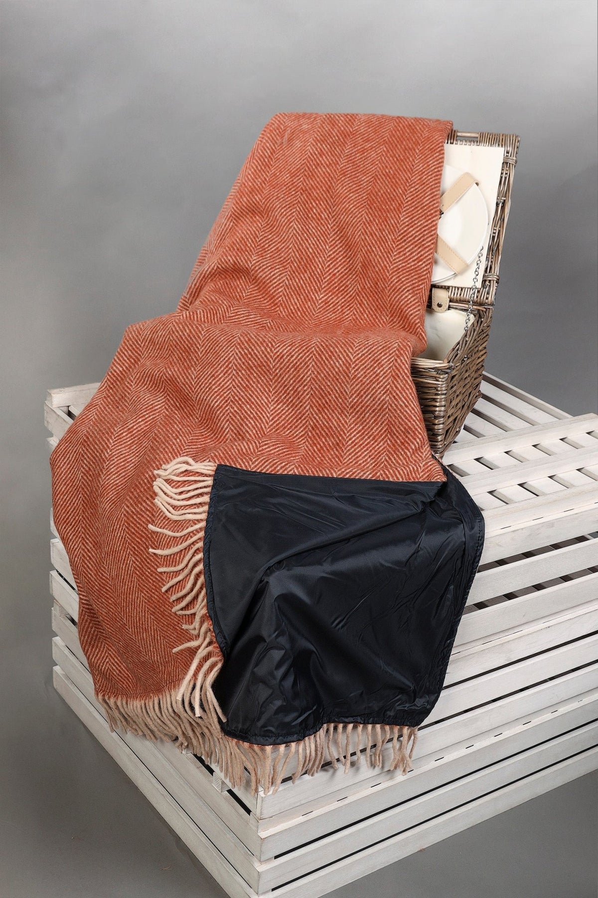 Herringbone Wool Blend Blanket Edinburgh Cashmere